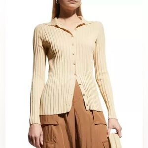 NWT Vince Ribbed Long Sleeve Button-Up
Cardigan Milk Honey Beige Knit Size L